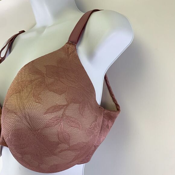 Cacique Invisible Lace Backsmoother Lightly Lined Balconette Bra Pink Size 40 DD - Picture 3 of 12